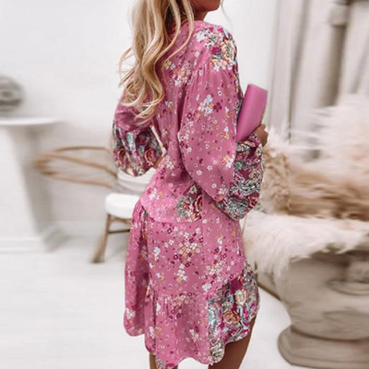 Amelia - Long Sleeve Pink Dress - Aetheroza