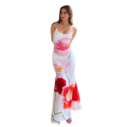 Amelie™ Sling Backless Flower Print Dress - Aetheroza