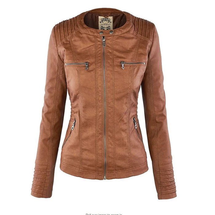 Bella™ - Leather Jacket for Women with Removable Hood - Aetheroza