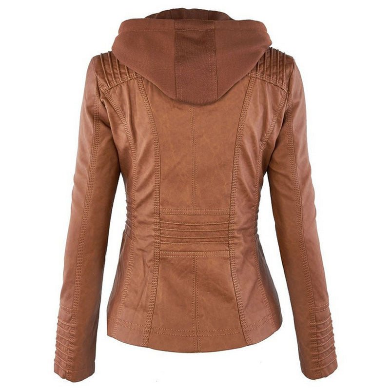 Bella™ - Leather Jacket for Women with Removable Hood - Aetheroza