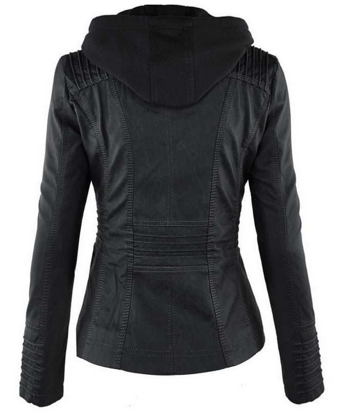 Bella™ - Leather Jacket for Women with Removable Hood - Aetheroza