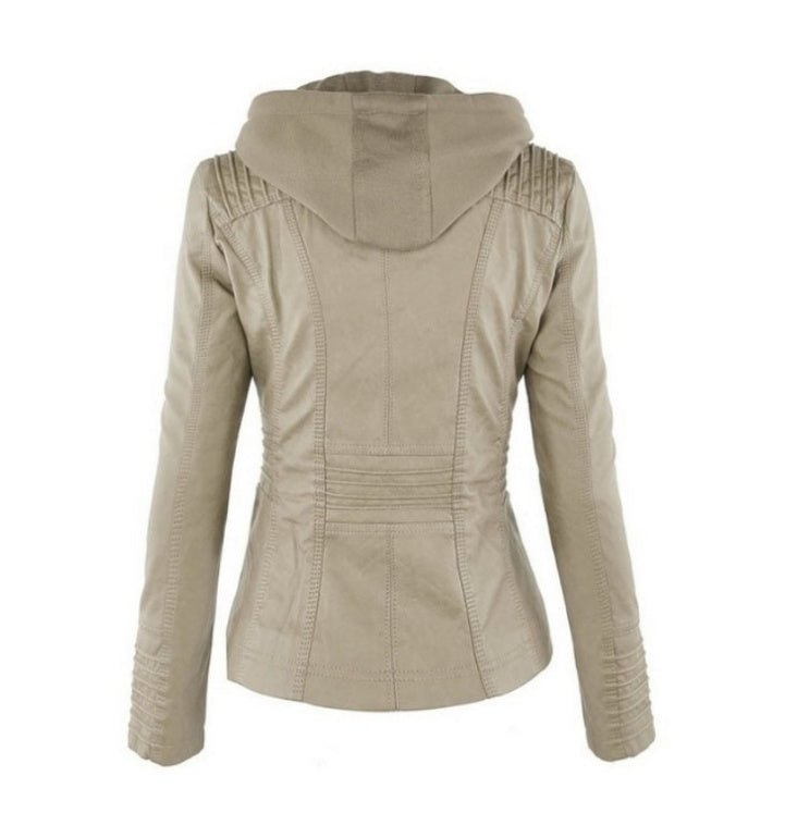 Bella™ - Leather Jacket for Women with Removable Hood - Aetheroza