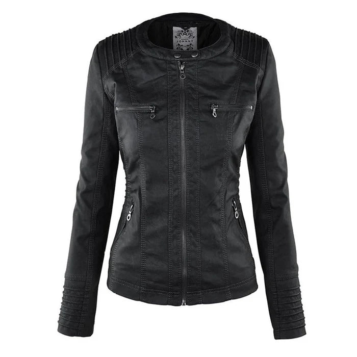 Bella™ - Leather Jacket for Women with Removable Hood - Aetheroza