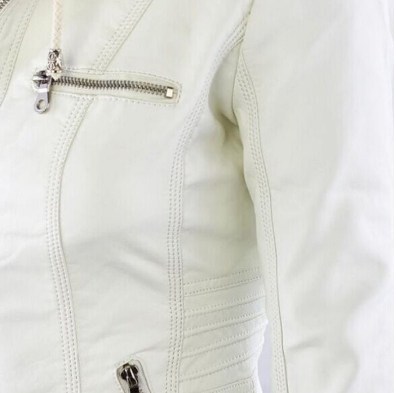 Bella™ - Leather Jacket for Women with Removable Hood - Aetheroza