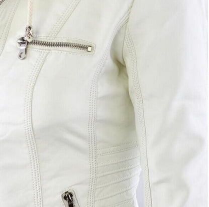 Bella™ - Leather Jacket for Women with Removable Hood - Aetheroza