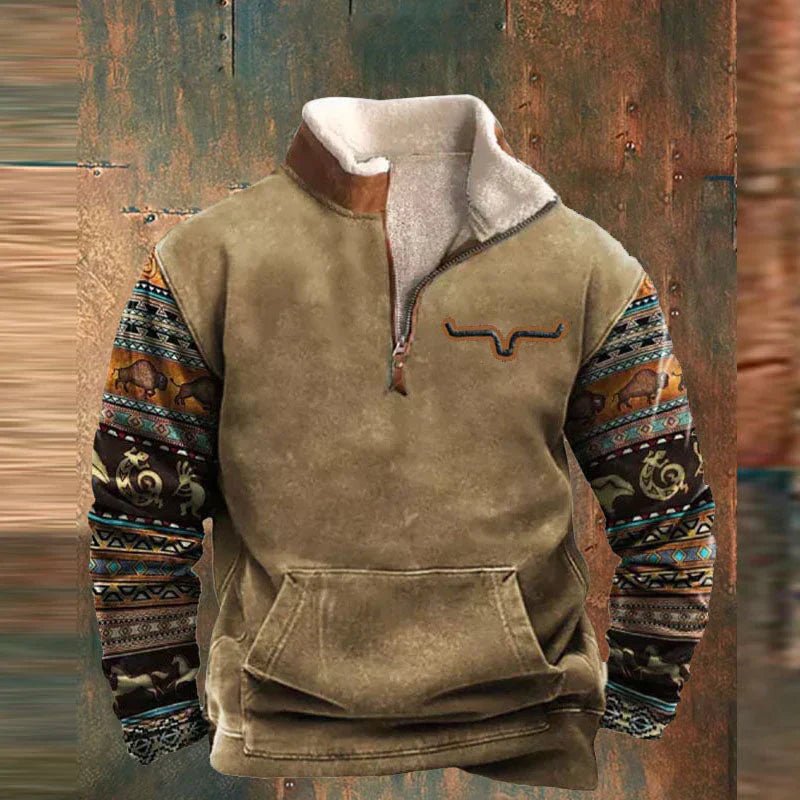 Buru - Indigenous - Inspired Quarter Zip Sweater - Aetheroza